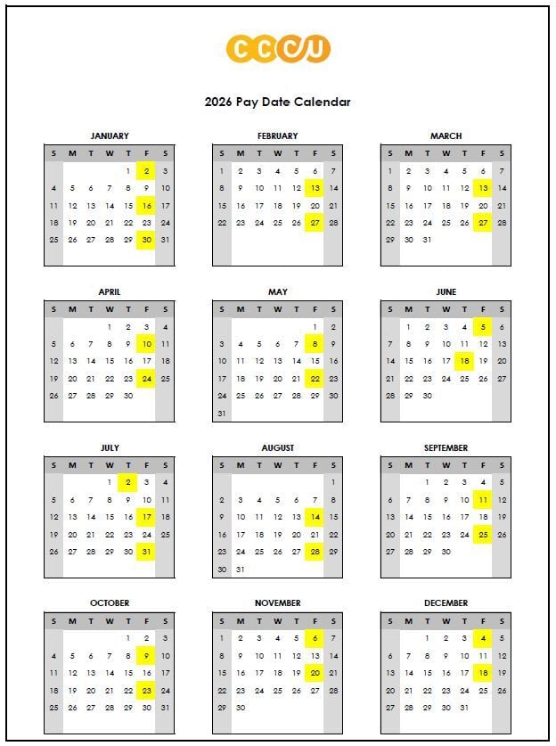 2026 Pay Calendar