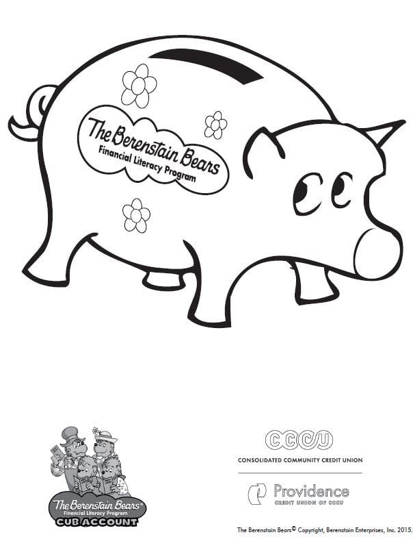 Berenstain Bears Coloring Sheet 3 - Piggy Bank