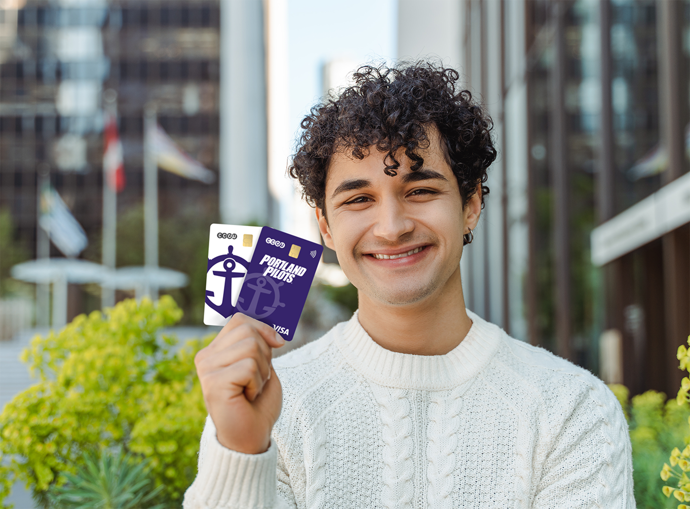 college guy two cards