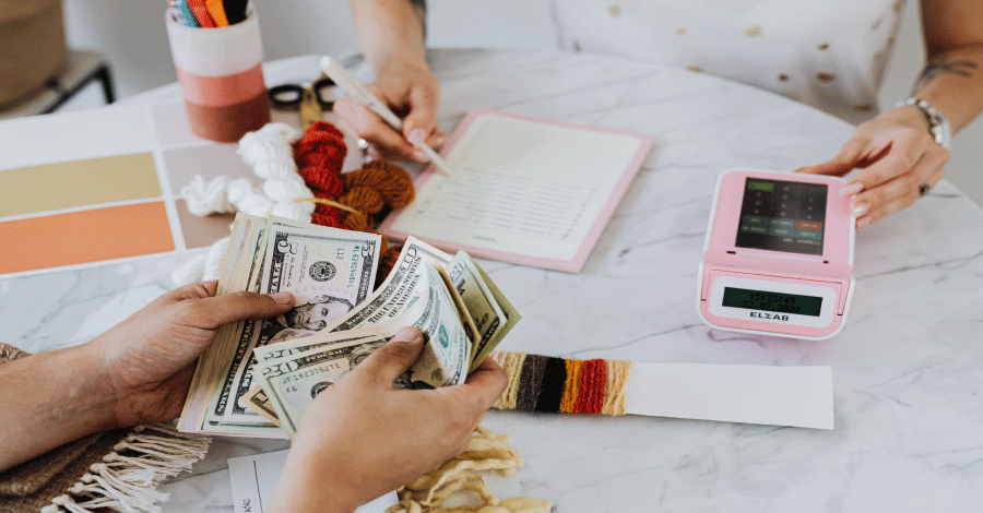 a person counting money