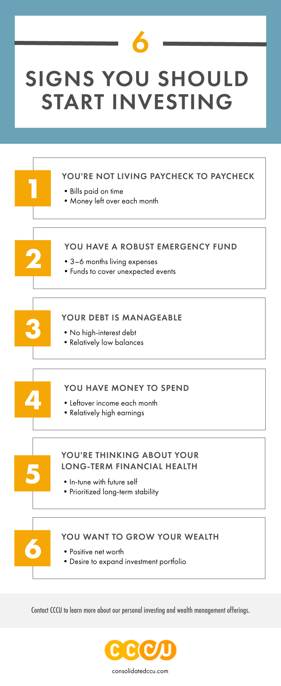 6 signs you should start investing infographic.