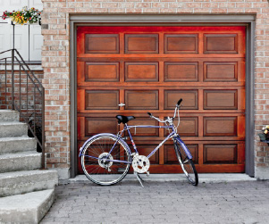 Bike in front of new garage door