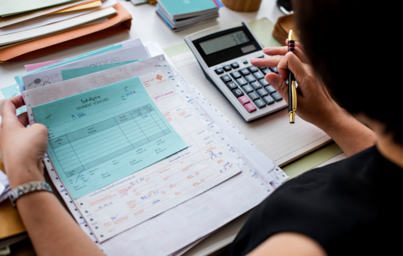 woman paying her bills